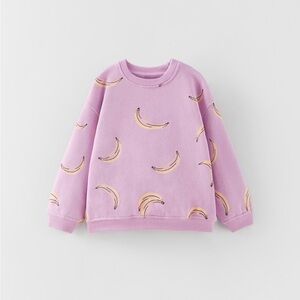 Zara toddler girl banana sweatshirt in orchid size 2-3Y